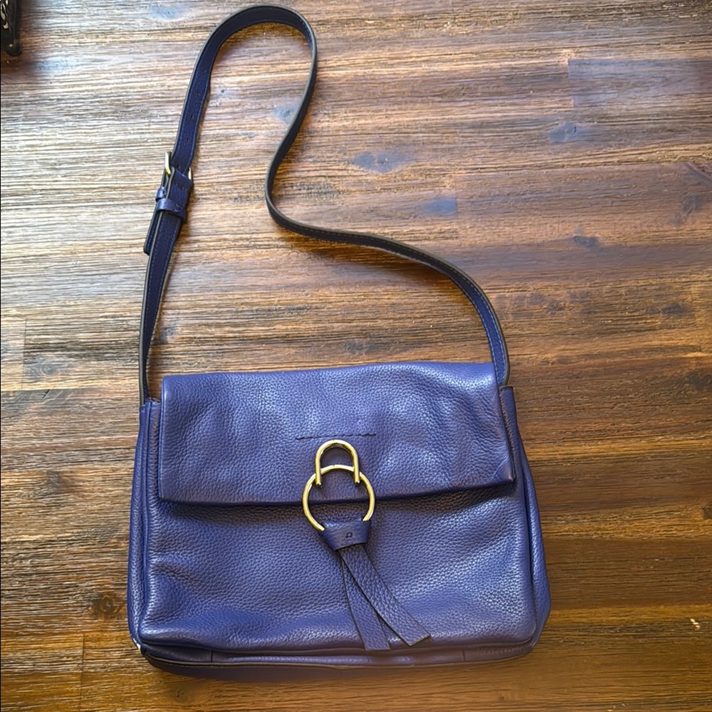 Vince Camuto Blue Crossbody Bag with Adjustable Strap and Flap Closure